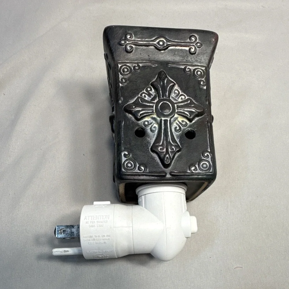 Scentsy Wall Plug-In Electric Wax Warmer, Black Cross Pattern, Religious